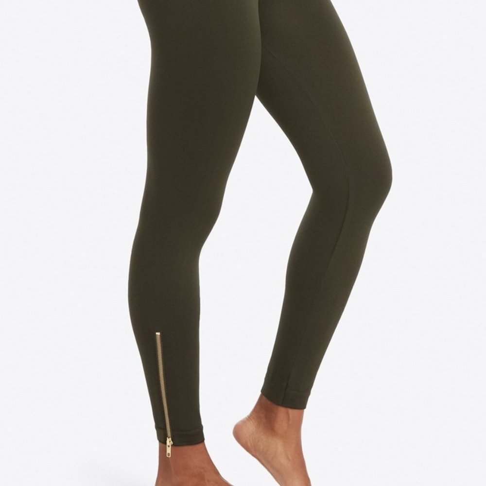 BNWT LIMITED EDITION SPANX GOLD PLATED ANKLE ZIPPER HI WAISTED LEGGINGS XS